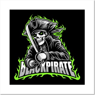 illustration black pirate Posters and Art